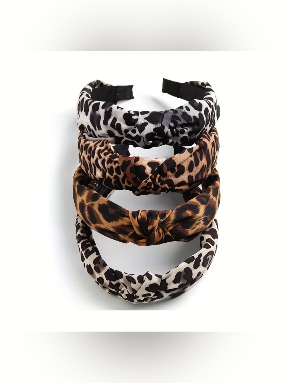 4 Leopard Print Knotted Headbands